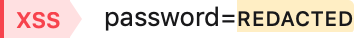 A redacted parameter. The parameter is replaced with the word 'REDACTED' highlighted in yellow.