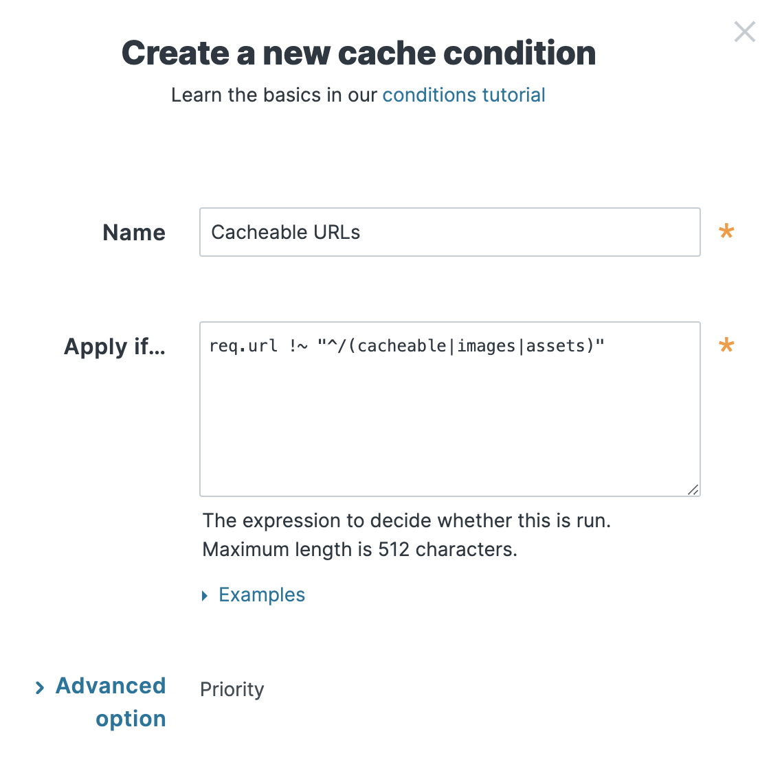 the New Condition window